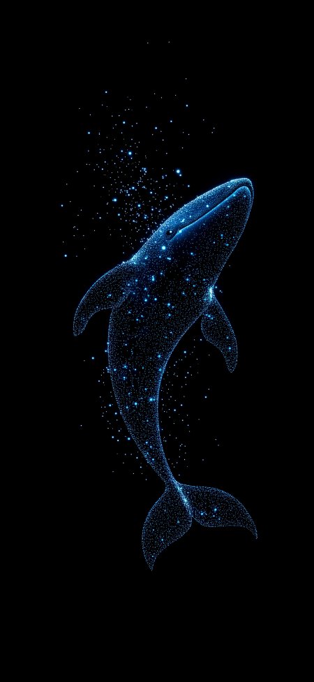 星辰粒子蓝光鲸鱼遨游宇宙梦幻创意手机壁纸