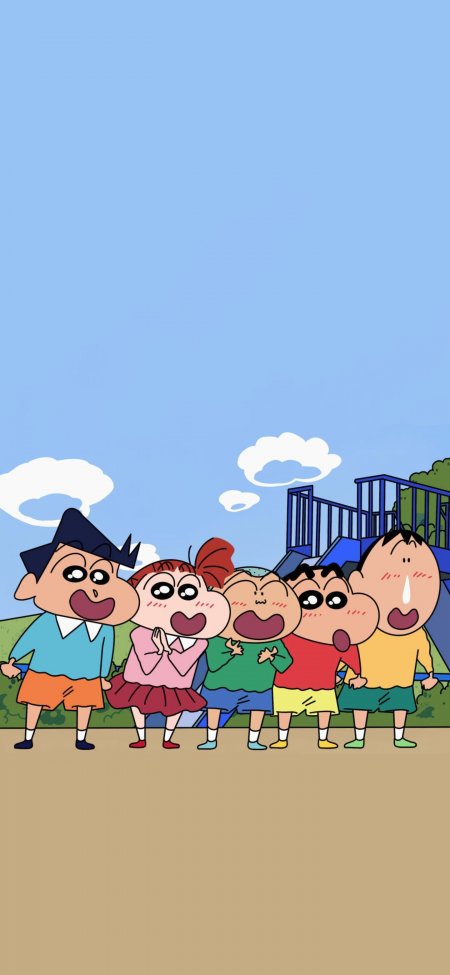 蜡笔小新春日部防卫队仰望蓝天游乐动漫手机壁纸