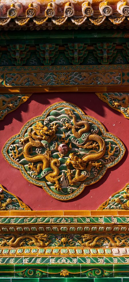 故宫红墙二龙戏珠琉璃传统建筑风景手机壁纸