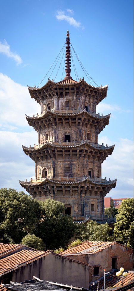 泉州开元寺古石塔雕刻传统建筑风景手机壁纸