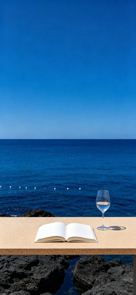 海边空白书高脚杯午后文艺情感文艺手机壁纸