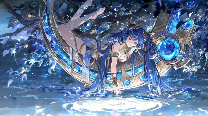 原神莱依拉月牙星空唯美少女游戏电脑壁纸