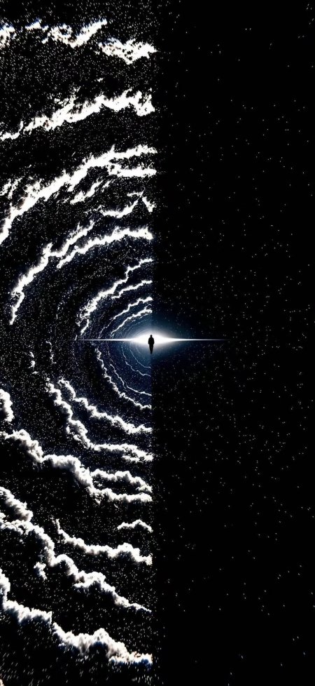黑洞漩涡独行人星空抽象创意手机壁纸