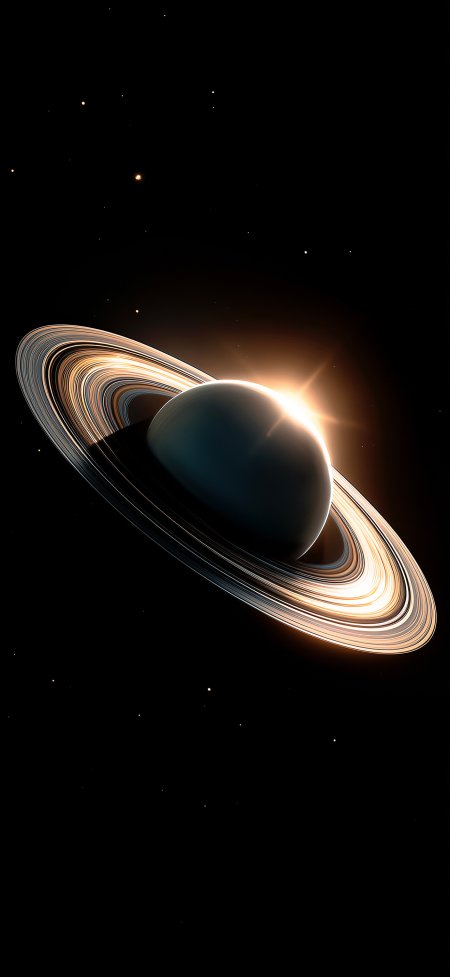 土星光环日蚀金辉宇宙创意手机壁纸