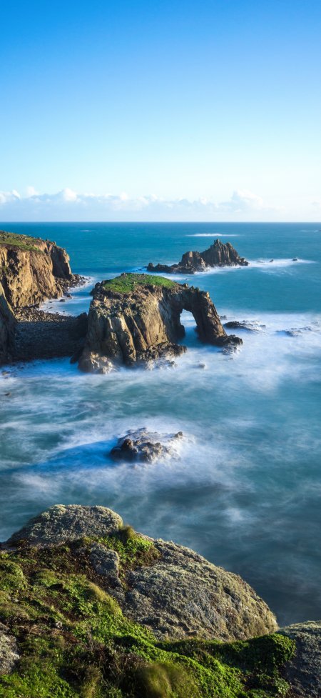海岸天然石拱绿岛碧海风景手机壁纸