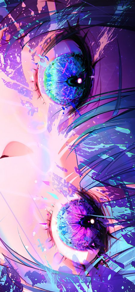 宝石瞳孔近景炫彩少女动漫手机壁纸