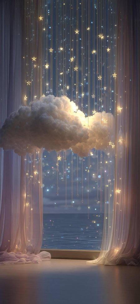 窗纱浮云金星夜海梦幻情感文艺手机壁纸