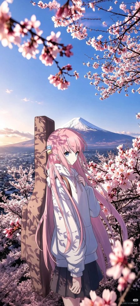 孤独摇滚波奇富士山樱花动漫手机壁纸