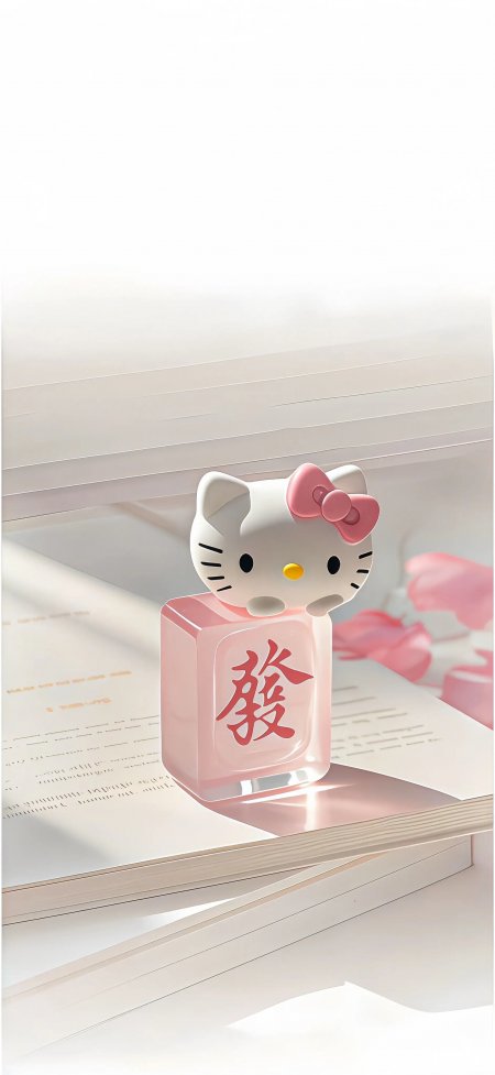 凯蒂猫粉色發字发财治愈动漫手机壁纸