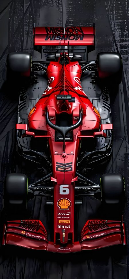 俯拍红色法拉利F1赛车汽车手机壁纸