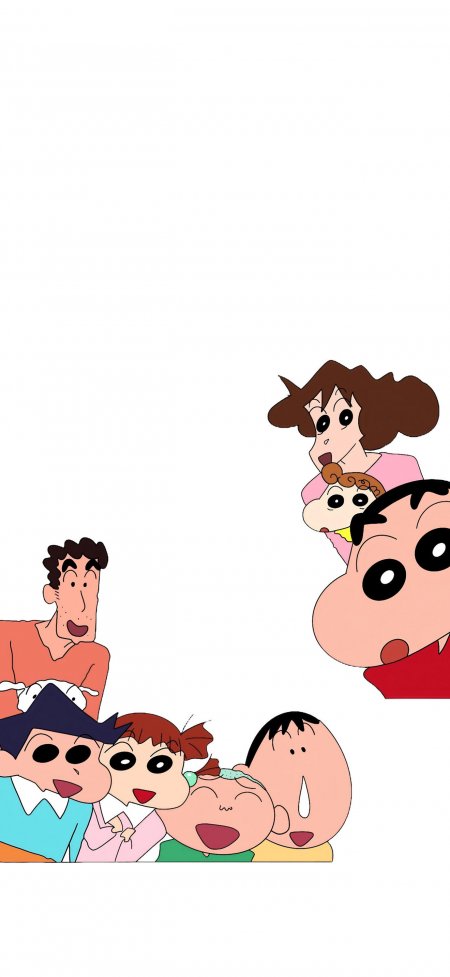 蜡笔小新全家探头留白可爱动漫手机壁纸