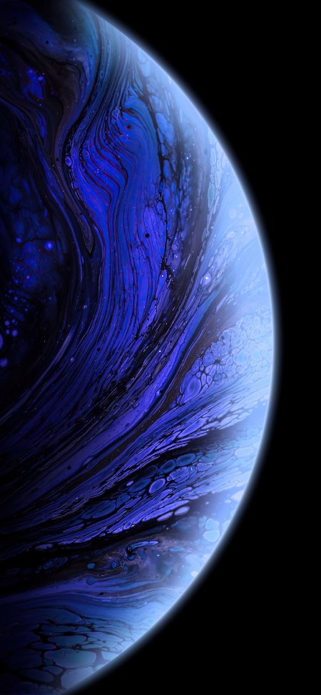 蓝紫流体星球边缘光晕抽象创意手机壁纸