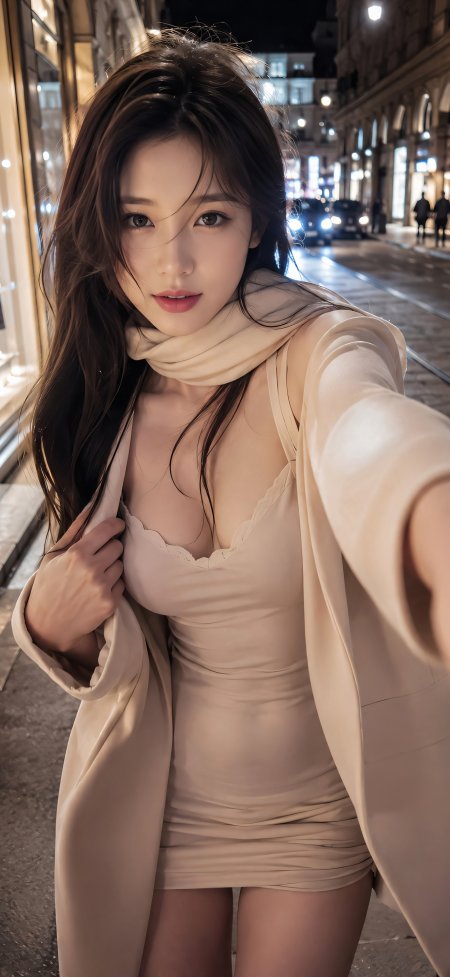 米色短裙外套夜街街拍美女手机壁纸