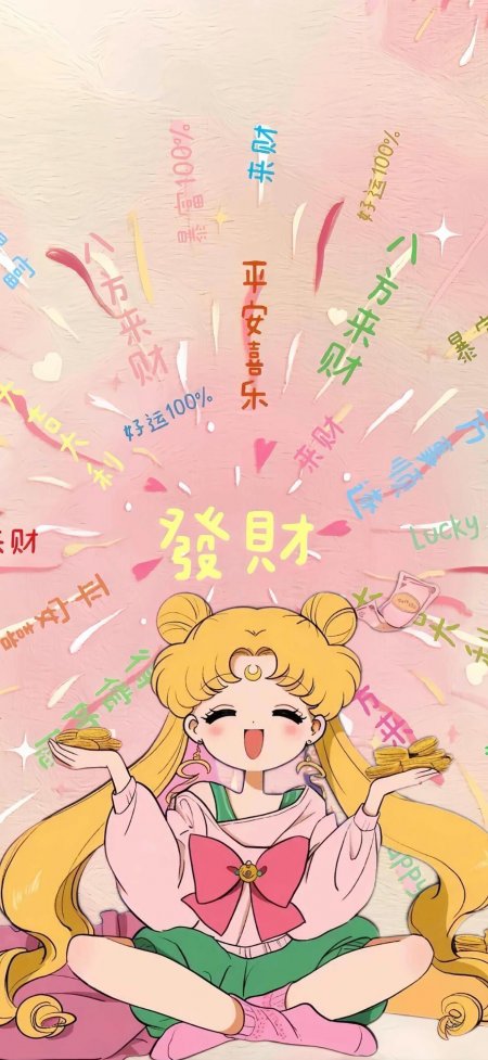 美少女战士月野兔招财暴富动漫手机壁纸