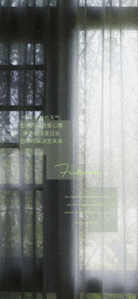 纱帘窗景决定未来励志文字情感文艺手机壁纸