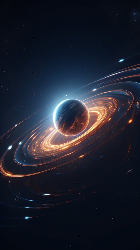 熔岩行星光环星空科幻炫酷创意手机壁纸