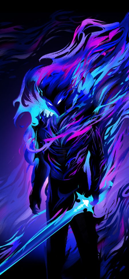 我独自升级暗影剑士紫蓝气场动漫手机壁纸