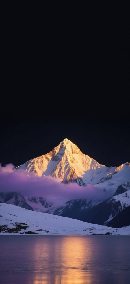 雪山金顶紫云湖面倒影风景手机壁纸