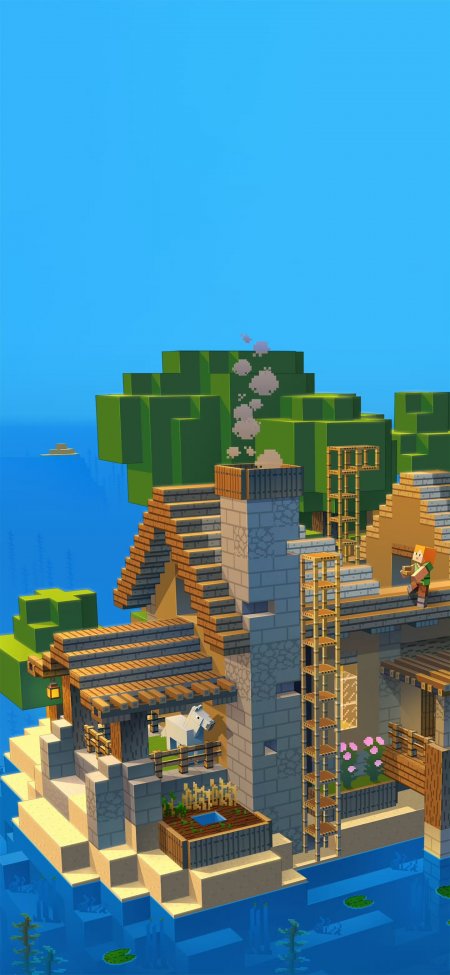 我的世界海岛木屋建造游戏手机壁纸