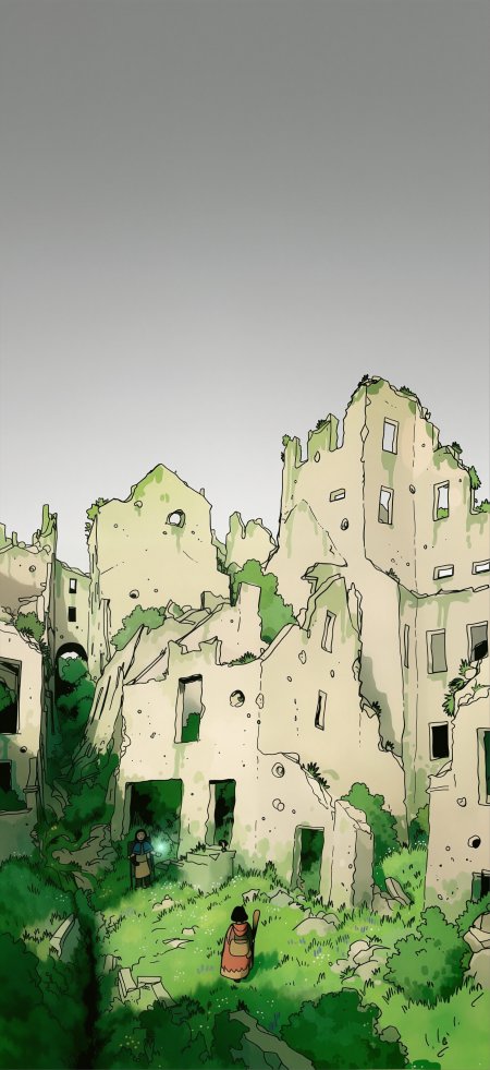 苔藓石墟旅者探秘插画动漫手机壁纸
