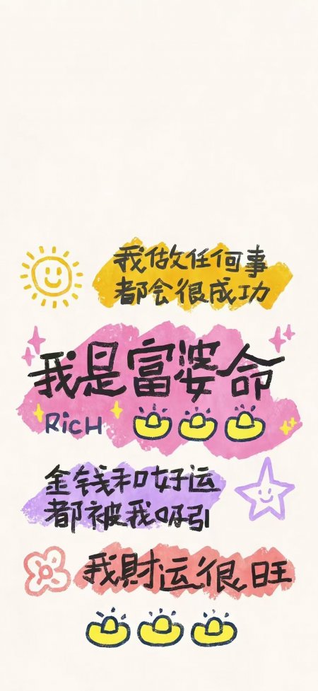 我是富婆命财运旺励志创意手机壁纸