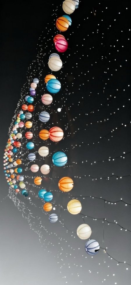 彩灯笼星光夜色唯美氛围风景手机壁纸