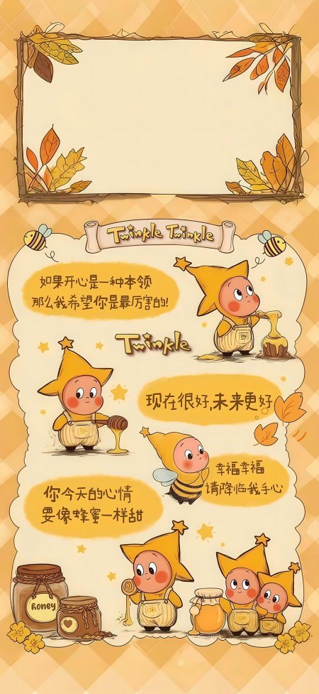蜂蜜小蜜蜂暖心治愈语录情感文艺手机壁纸