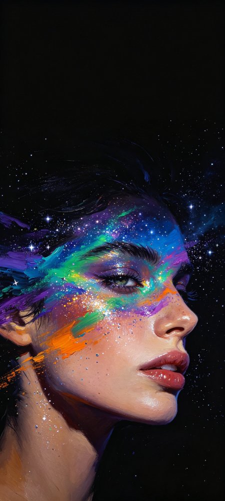 星空彩绘妆容梦幻唯美艺术美女手机壁纸