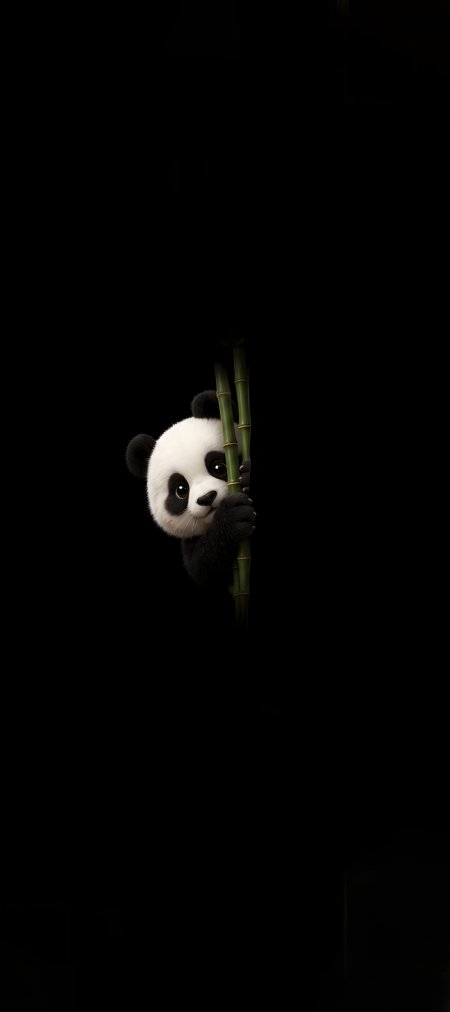 治愈黑背景竹林大熊猫萌宠动物手机壁纸