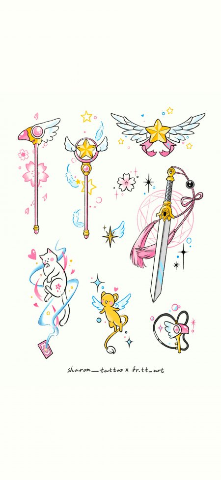 魔卡少女樱小可星杖手绘动漫手机壁纸