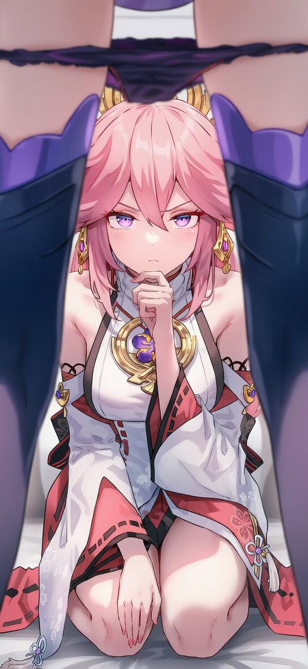 原神八重神子粉发狐巫女游戏手机壁纸