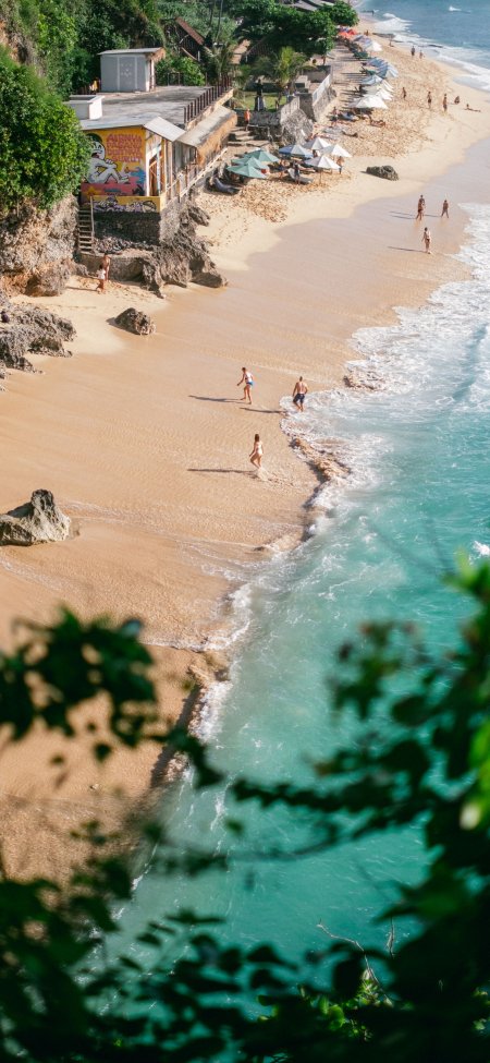 热带海滩碧海金沙俯瞰夏日风景手机壁纸