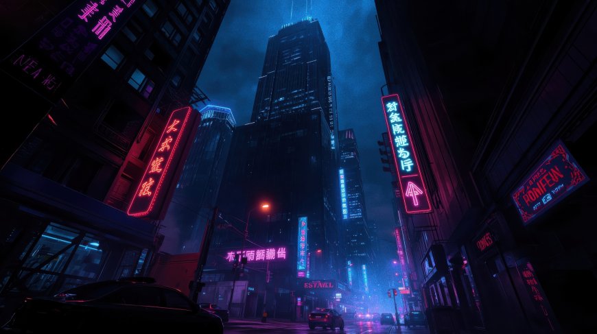 赛博朋克霓虹未来都市夜景科幻电脑壁纸