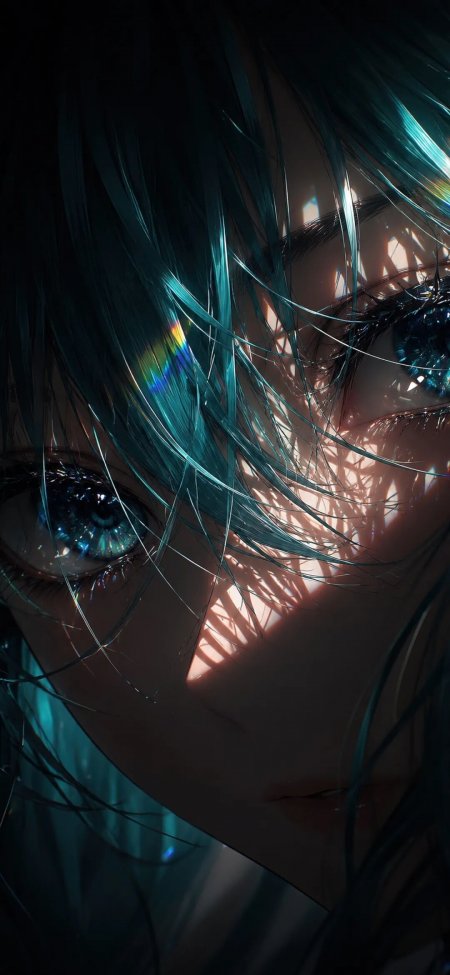 初音未来蓝发少女星空眼特写动漫手机壁纸