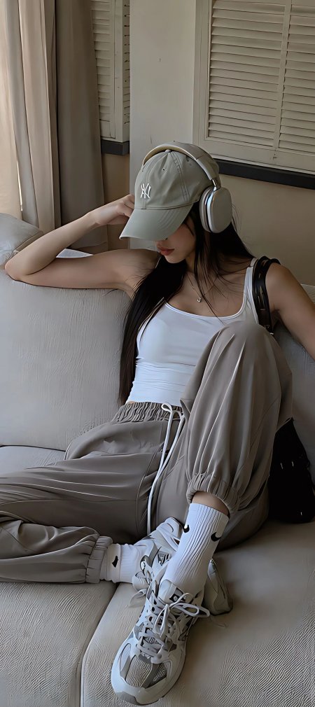 棒球帽耳机运动风休闲潮流纹理手机壁纸