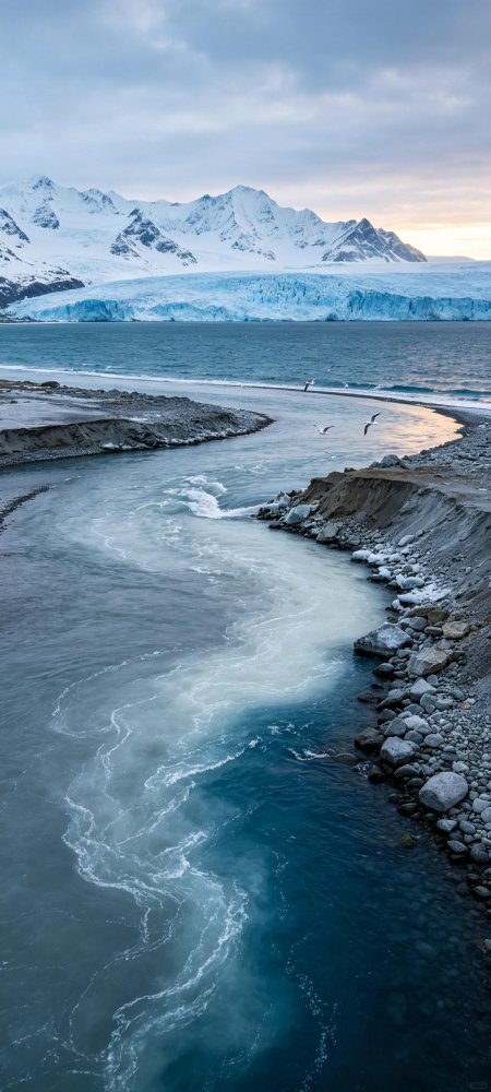 冰川雪山碧蓝河流极地风景手机壁纸