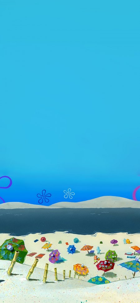 海绵宝宝酷乐湖沙滩夏日动漫手机壁纸