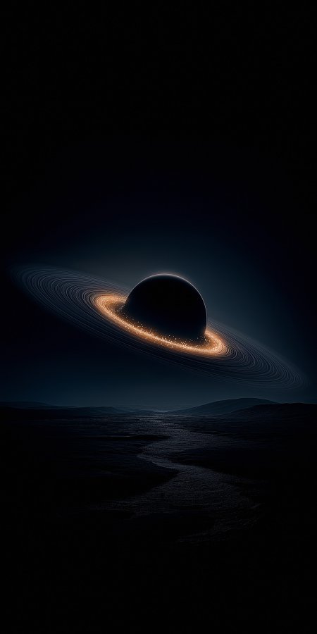 浩瀚宇宙金色星环暗黑星球星空体育手机壁纸