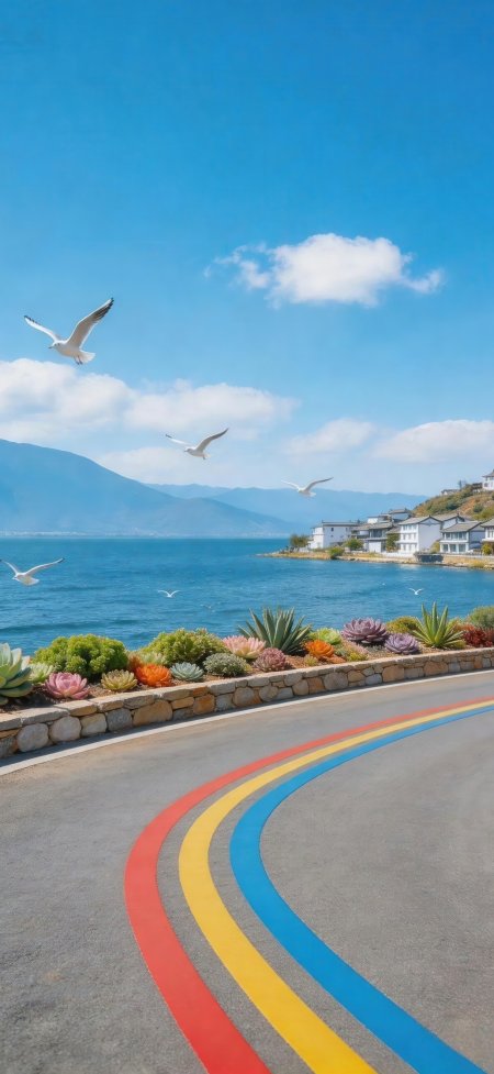 大理洱海彩虹公路海鸥治愈风景手机壁纸