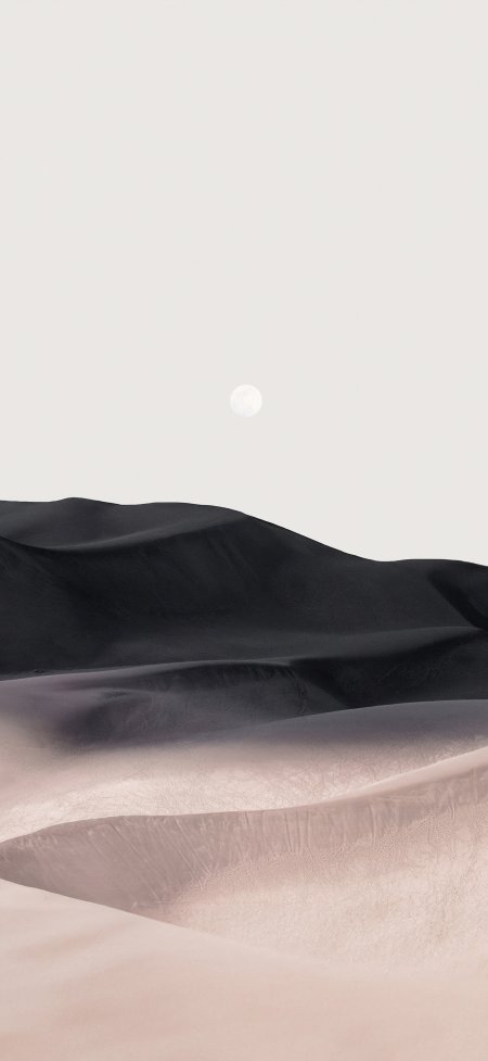 极简沙漠沙丘月亮黑白对比风景手机壁纸