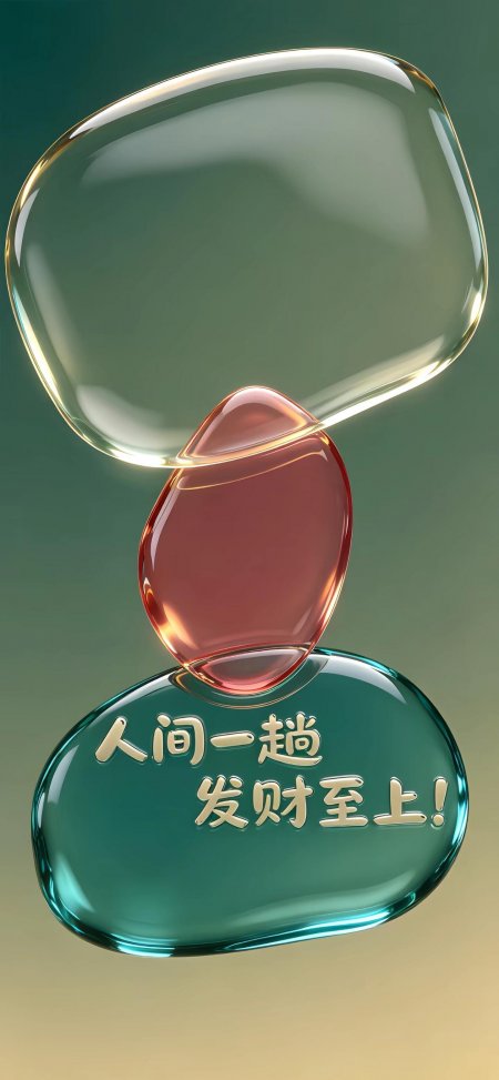 人间一趟发财至上琉璃叠石情感文艺手机壁纸