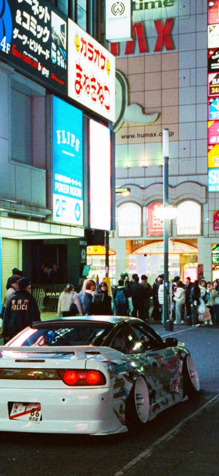 日系改装痛车东京霓虹夜景街头汽车手机壁纸