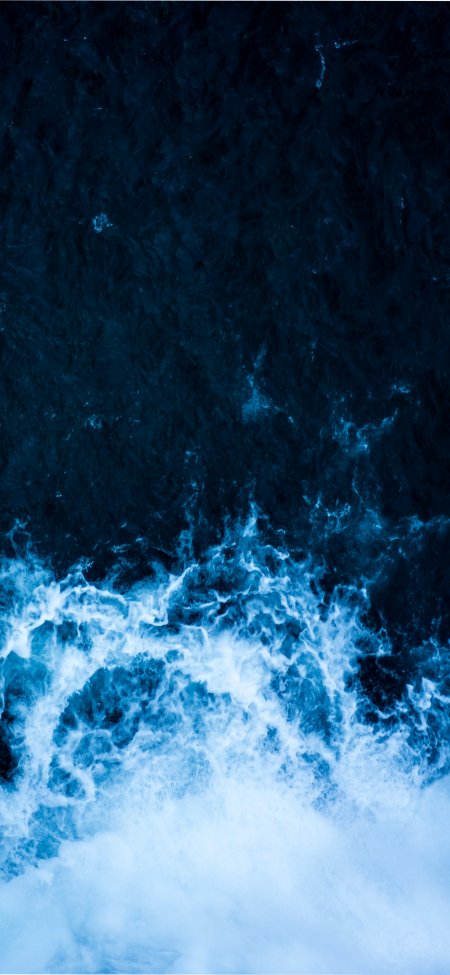深蓝海水洁白浪花俯瞰唯美风景手机壁纸