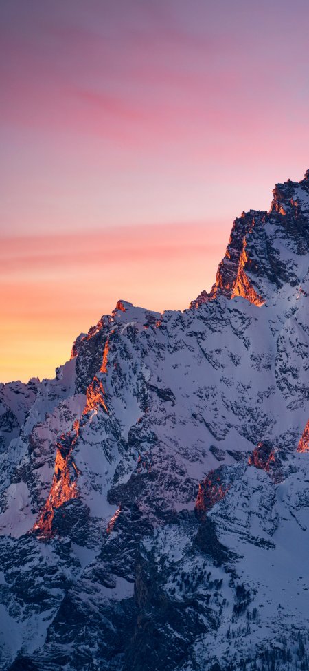 日落金顶雪山余晖壮丽治愈风景手机壁纸