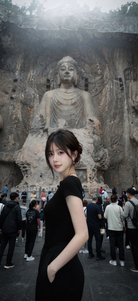 洛阳龙门石窟大佛打卡旅行古风手机壁纸