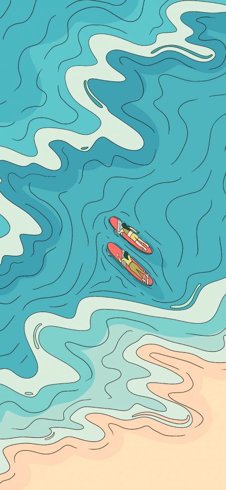 俯视双人冲浪板夏日海蓝风景手机壁纸