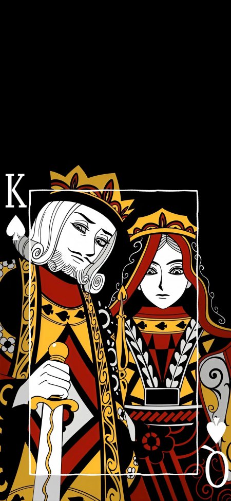 黑桃国王王后扑克牌创意绘画手机壁纸