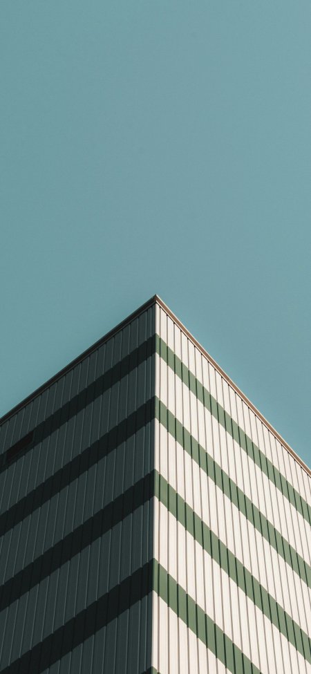 青绿条纹建筑仰拍几何城市建筑手机壁纸