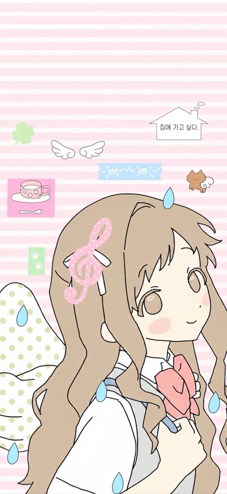 音符发卡校服微笑少女动漫手机壁纸