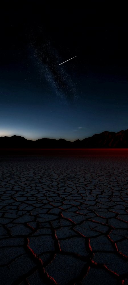 银河流星干裂红光荒漠风景手机壁纸